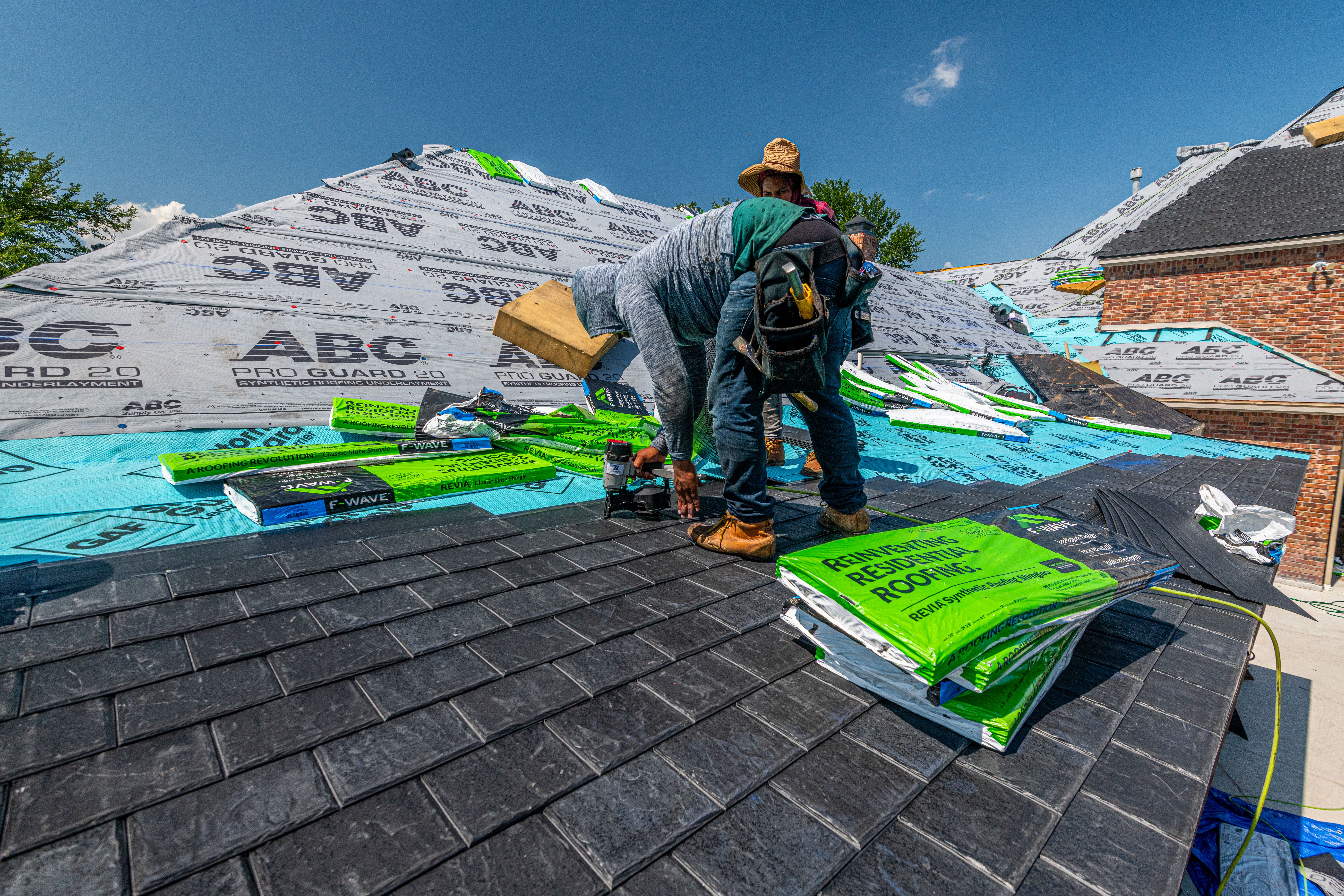 Roofer working on a roof
